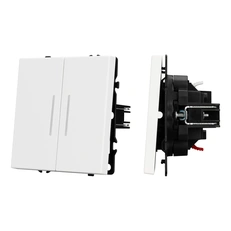 Изображение Выключатель звонковый 2-клавишный с подсветкой Arlight NOBE, белый кварц soft-touch 061745(2)